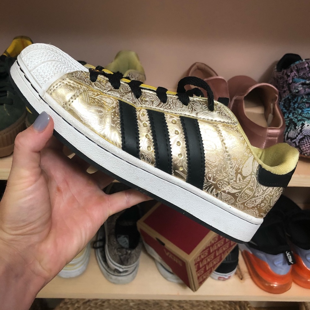 Adidas original superstar gold and black